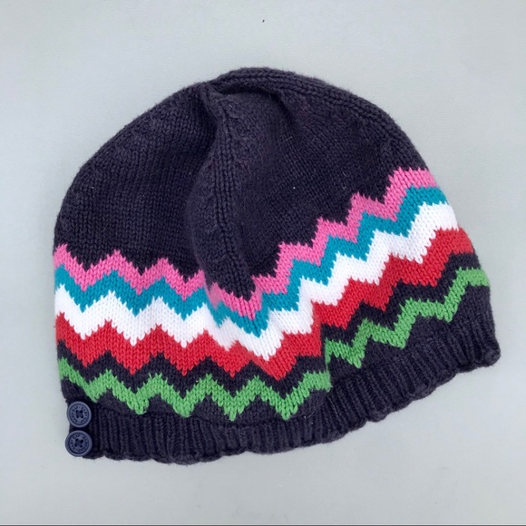 GAP Other - Baby Gap Navy Blue Knit Chevron Striped Lined Winter Hat Size 6-12 Months